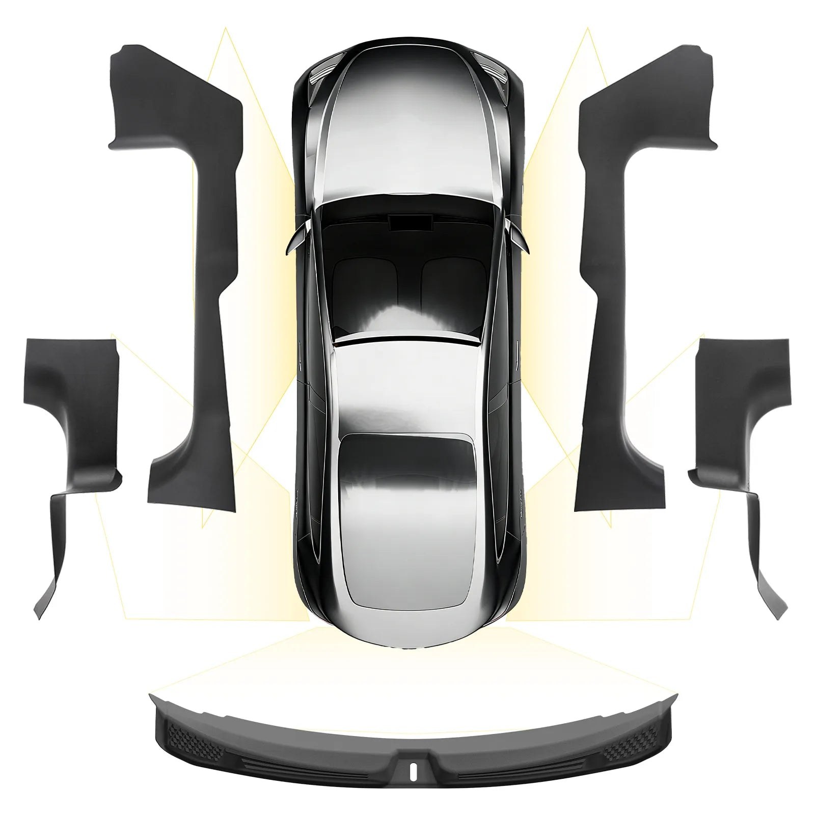 3W Tesla Model 3 Highland 2024-2026 door sill and trunk sill protector 5-piece set