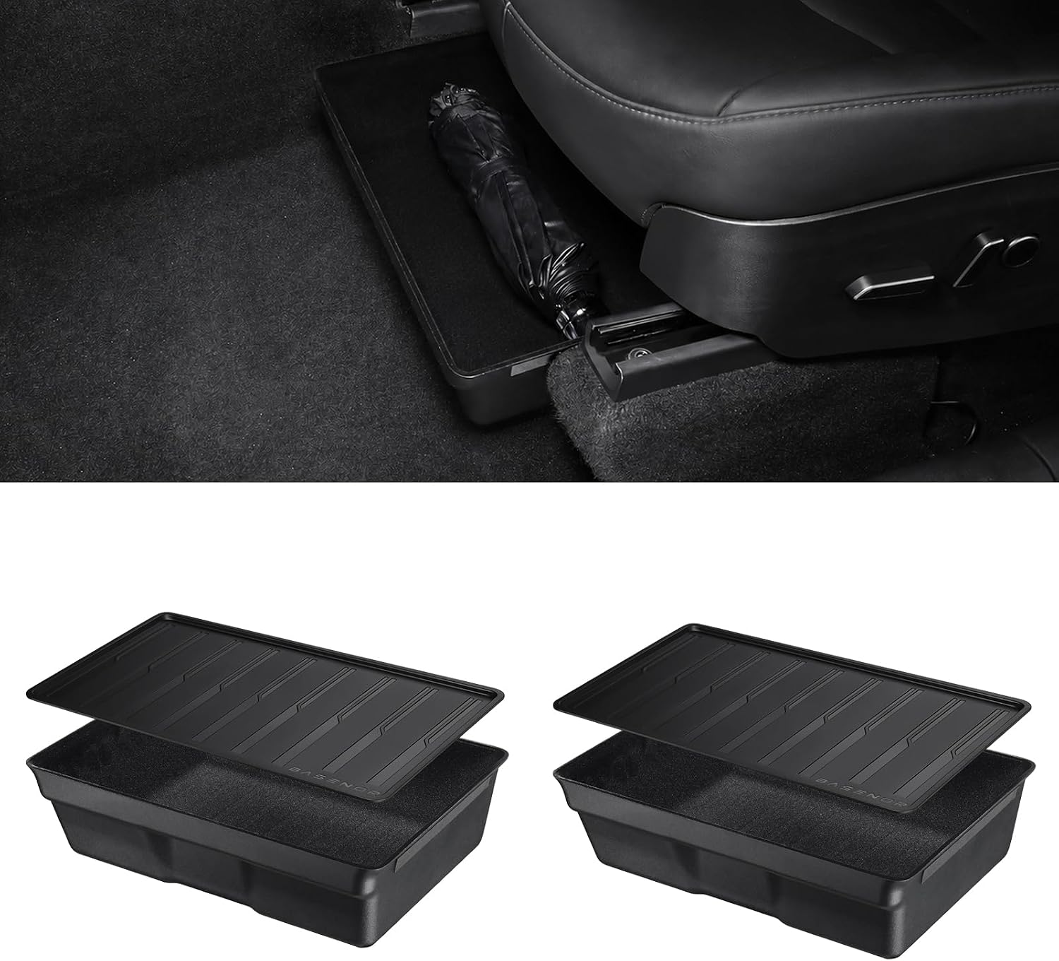 BASENOR SENOR 2-pack under-seat storage box for 2020–2024 Tesla Model Y