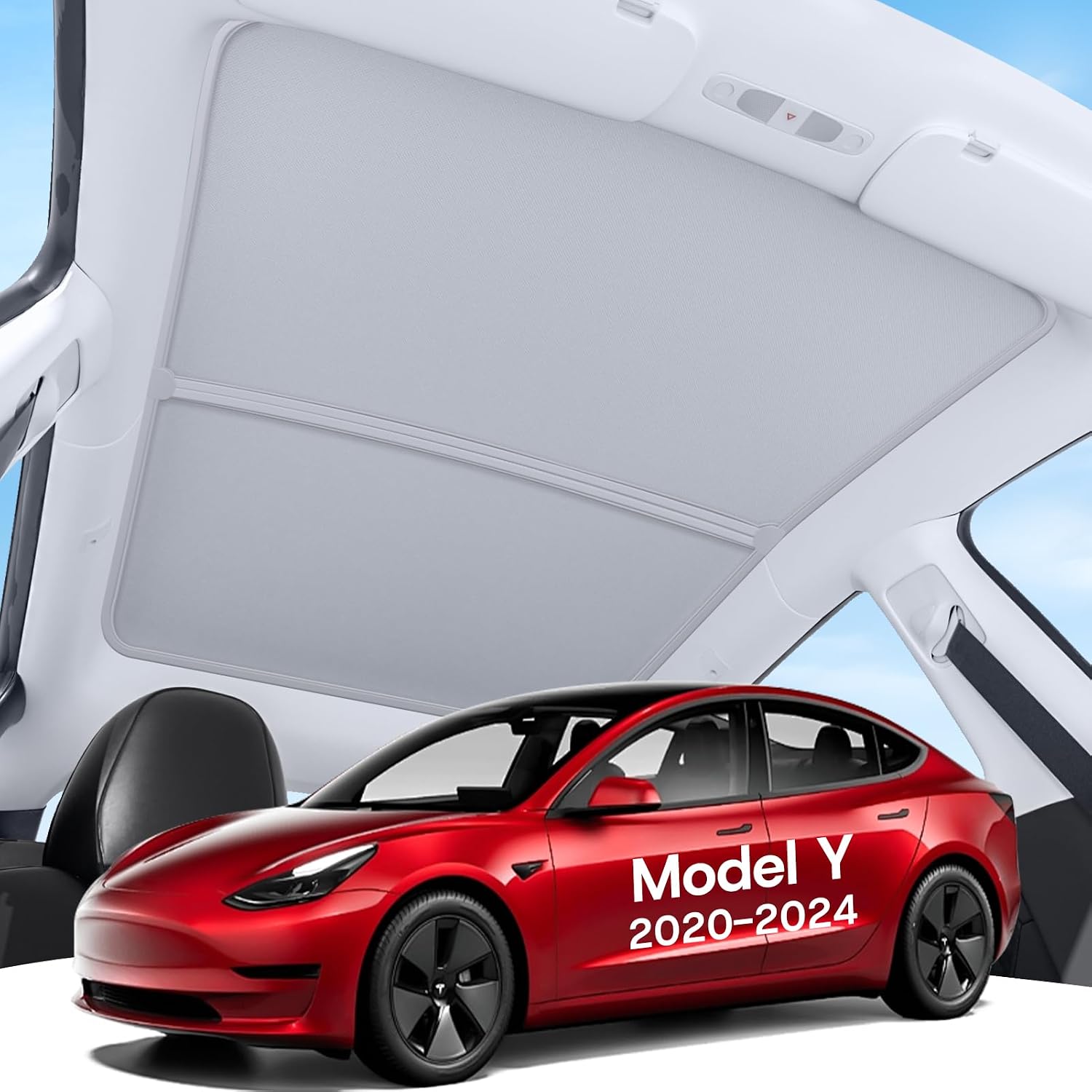 Graphene 2-piece roof sunshade for Tesla Model Y 2020–2024