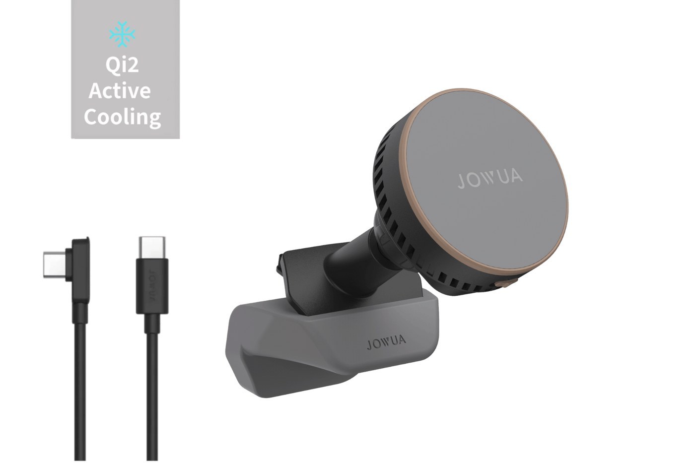 Jowua Active Cooling MagSafe Qi2 air vent car mount for Model 3 Highland and Model Y Juniper