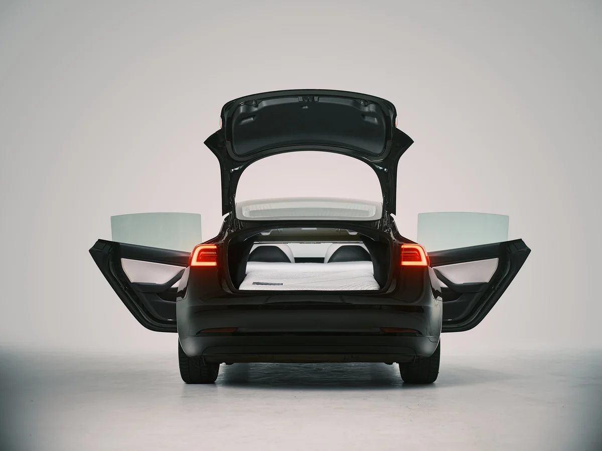 Snuuzu Model 3 mattress in a Tesla Model 3