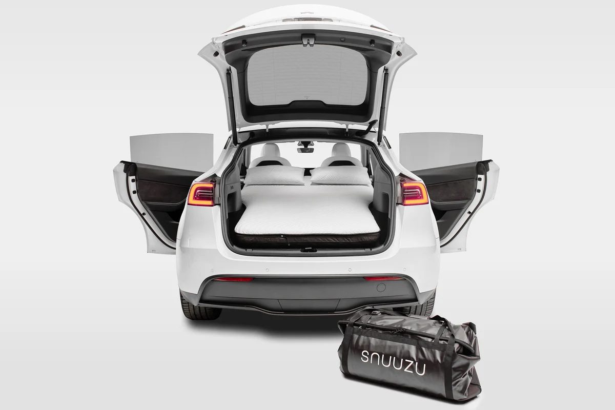 Snuuzu Model Y mattress in a Tesla Model Y