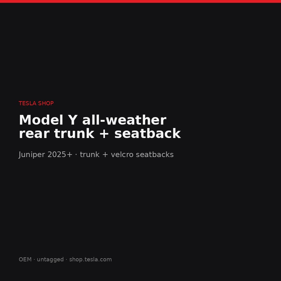 Tesla Model Y all-weather rear trunk and seatback liner for Juniper 2025+