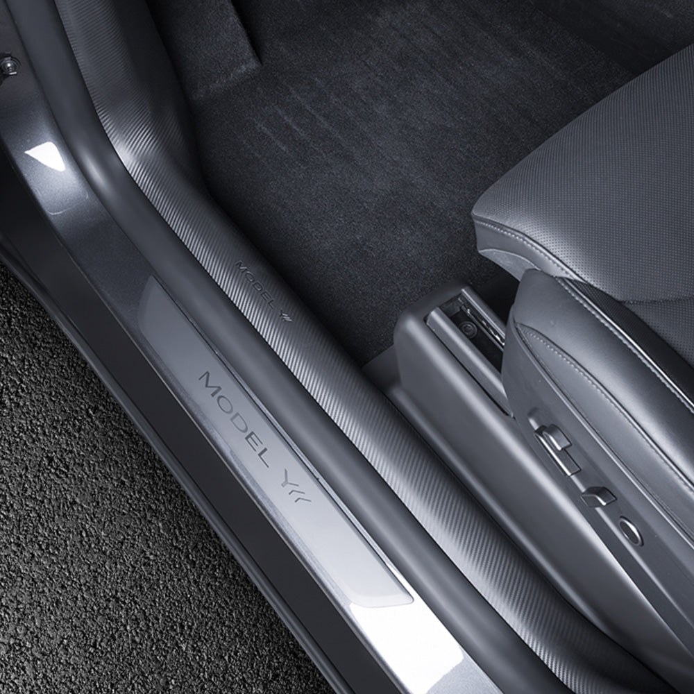 Yeslak carbon fiber style door sill protectors for Tesla Model Y L